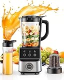 HoninJoy Countertop Blenders for Kitchen, 1400W Professional Blender for Smoothies, 3 Functions with 5 Speeds Smoothie Blender, with 51-oz Glass Jar, Grinder & Portable Cup Combo, Self-Cleaning