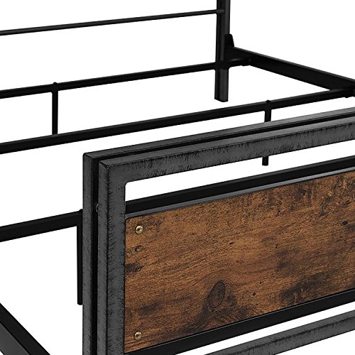 Walker Edison Wood Plank Metal Queen Size Bed Frame Bedroom Headboard Footboard Bed Frame Bedroom, Queen, Reclaimed Wood #TOP4