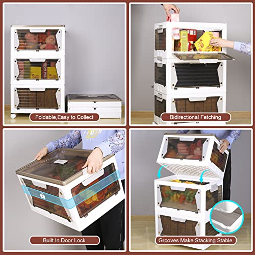 Jimijia, Storage Bins With Lids, Storage Bins, Plastic Storage Bins With Lids, Folding Storage Box, Stackable Storage Bins, Collapsible Storage Bins, Toy Organizers And Storage, Five Open Doors. #TOP4