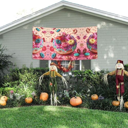 MINDBBDFJ Colorful Cupcake Donut Print Banners And Signs For Outdoor/Indoor,Personalized Banner Customizable Parties Halloween Banner (180x90cm)3