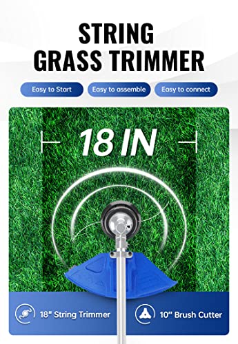 Wild Badger Power 52Cc Weed Eater/Wacker Gas Powered, 3 In 1 String Trimmer/Edger 18'' With 10'' Brush Cutter,Rubber Handle & Shoulder Strap Included #TOP1