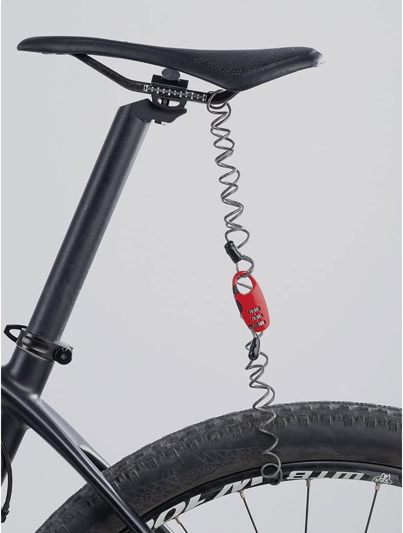 Helmet Bike Lock Cable Mini Motorcycle Anti-Theft Bicycle Locks Portable 3 Digit Resettable Cycling Cable Lock (Color : Red)