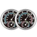 Indoor Thermometer Hygrometer Mini Analog 2 in 1 Temperature Humidity Outdoor Monitor Gauge for Home, Offices, Wall, Display Mechanical (2 Pack)