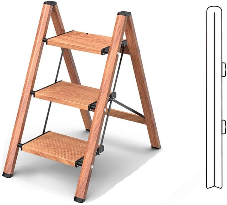 Folding Step Ladder Multifunctional Folding Step Ladders Multipurpose 2 Steps/3 Steps Ladder, Aluminum Alloy Portable Household Garden Building Safety Ladder (Color : B)