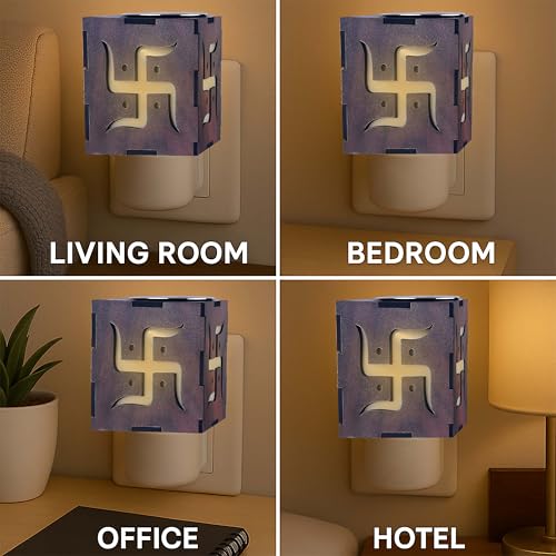 Image of Wooden Swastik Electrical Kapoor Dani /Camphor Diffuser Burner /Multipurpose Incense Aroma Dhoop Dani /Electrical Machine Stand for Home Fragrance /Room Freshener