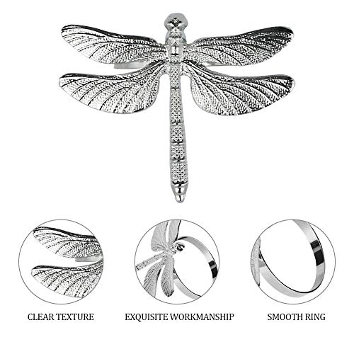 Frjjthchy Metal Napkin Rings, Set Of 6 Decoration Dragonfly Napkin Ring Holder For Wedding/Christmas/Holiday And Family Gathering (Silver) #TOP2