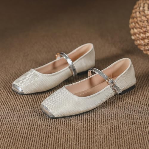 Women Square Toe Mary Jane Shoes Comfortable Ankle Strap Flats4