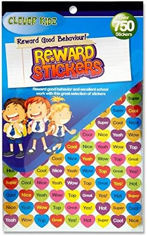 Premier Clever Kidz Reward Good Behaviour Stickers. Over 750 Stickers! Heart and Star Shapes. Good Job, Well Done, etc. Teachers, Merit.