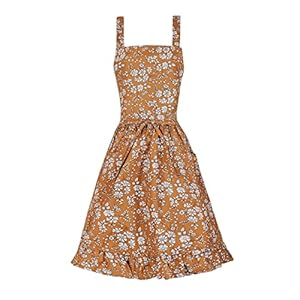 Vintage Pinafore Apron Dress for Women with Pockets Cute Floral Chef Aprons for Kitchen Cooking Baking Gardening