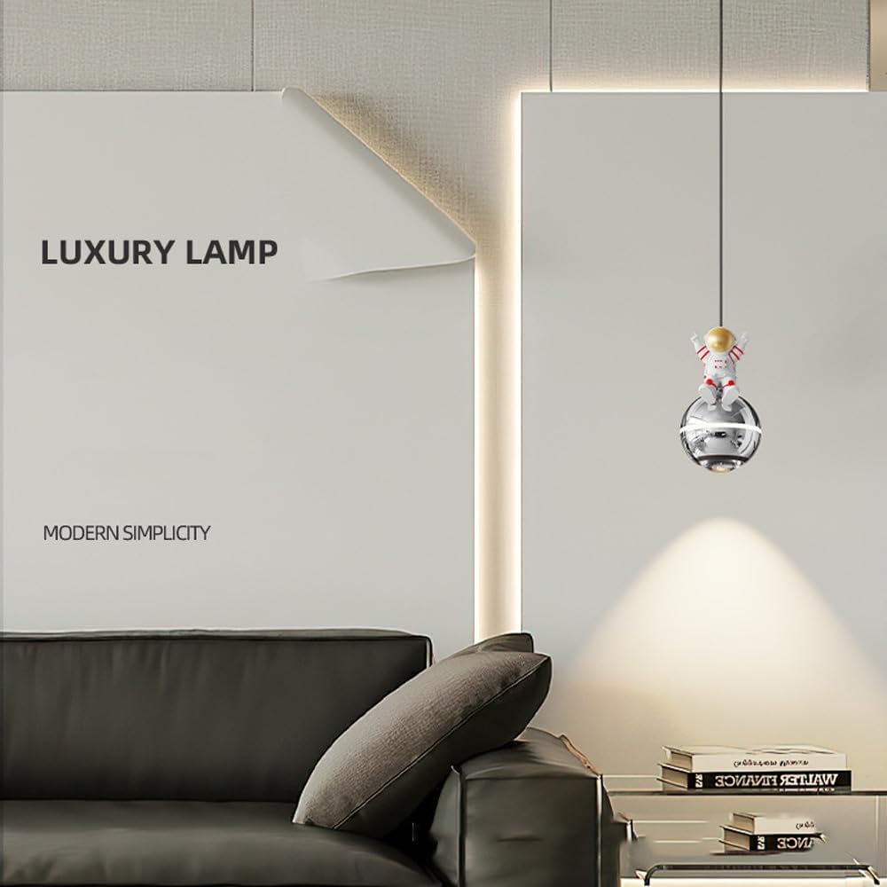 Modern Light Luxury LED Wall Sconce Astronaut Bedroom Wall Mounted Light for Kids Room Dimmable Black Mid Century Modern Wall Lamp Nordic Chrome Lighting Fixture for Bedside Living Room