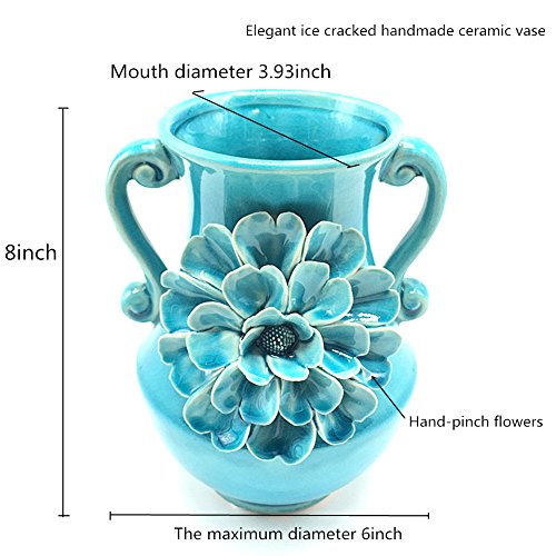 Anding Vase Home Decoration Blue Crack Vase Handmade Big Flowers Kitchen Vase #TOP2