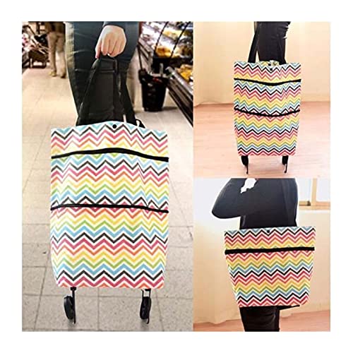 HJXX Einkaufstrolley Faltbare Einkaufswagen Einkaufstasche Oxford Tuch Falten Einkaufen Große Kapazität Trolley Taschen…