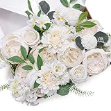 MISSPIN Wedding Artificial Flowers Box Set for DIY Wedding Bridal Bouquets Fake Peony Flowers Center