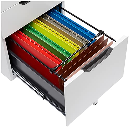 Amazon Basics 3 Drawer Mobile File Cabinet With Lock, White, 20.71" D X 15.51" W X 24.29" H #TOP6