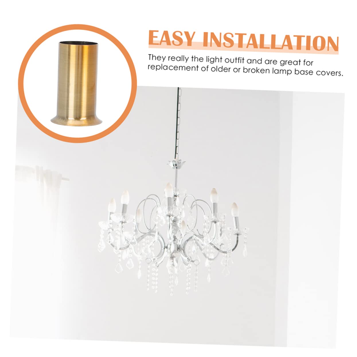 ORFOFE 10pcs Chandelier Flanging Sleeve Candelabra Bulb Base Lighting Parts for Elegant Installation Gold Antique Finish