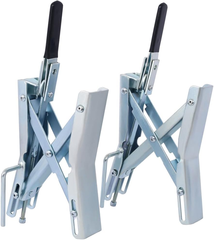 Locking Wheel Chock Stabilizer 2 Pack, Heavy Duty Steel X-Chocks with Ratchet Wrench, Fits 1-3/8" to 6" Tire Gaps, Rust Resistant, for RV, Camper, Trailer, Silver