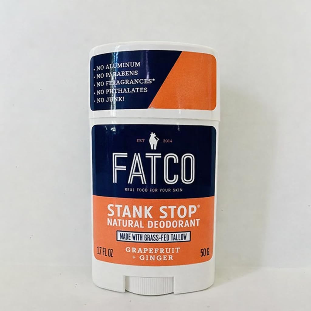FATCO Stank Stop All Natural Deodorant with Tallow and Organic Coconut Oil – Grapefruit + Ginger 2-Pack (1.7 oz)