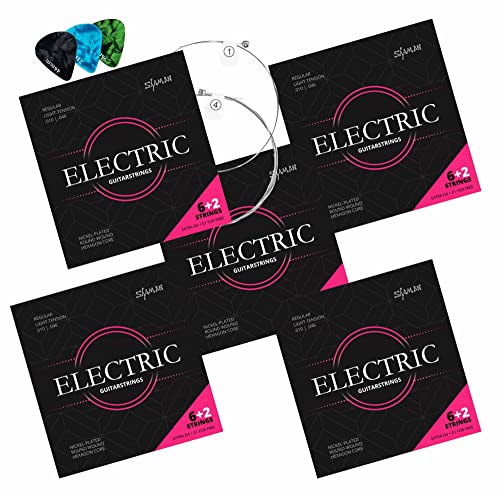5X Shaman Electric Corde Per Chitarra Elettrica, 2 Corde Di Ricambio E 3 Plettri Inclusi Set