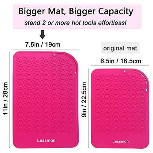 Image of Large Heat Resistant Mat for Curling Irons, Hair Straightener, Flat Irons and Hair Styling Tools 11 inch x 7.5 inch, Pink