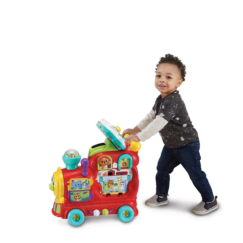 VTech Edo, Maxi Tren para Montar a Caballo, Tren eléctrico y Juguete multiactividad 7 en 1, Juego de Formas con más de 270 Sonidos, melodías y Bloques educativos, Idioma Italiano, Pilas Incluidas,