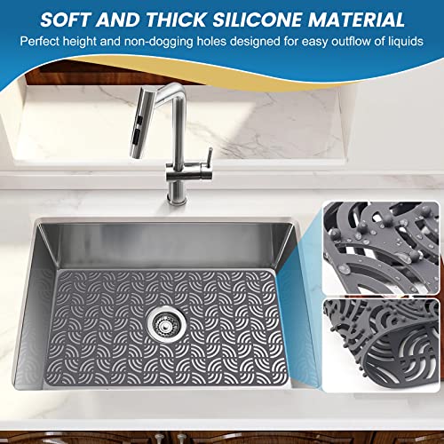 Premium Silicone Sink Protector For Kitchen Sink, 26''X 14''Kitchen Sink Mat Grid With Center Drain, Upgrade Heat Resistant & Non-Slip, Perfect For Bottom Of Farmhouse Stainless Steel Porcelain Sink #TOP1