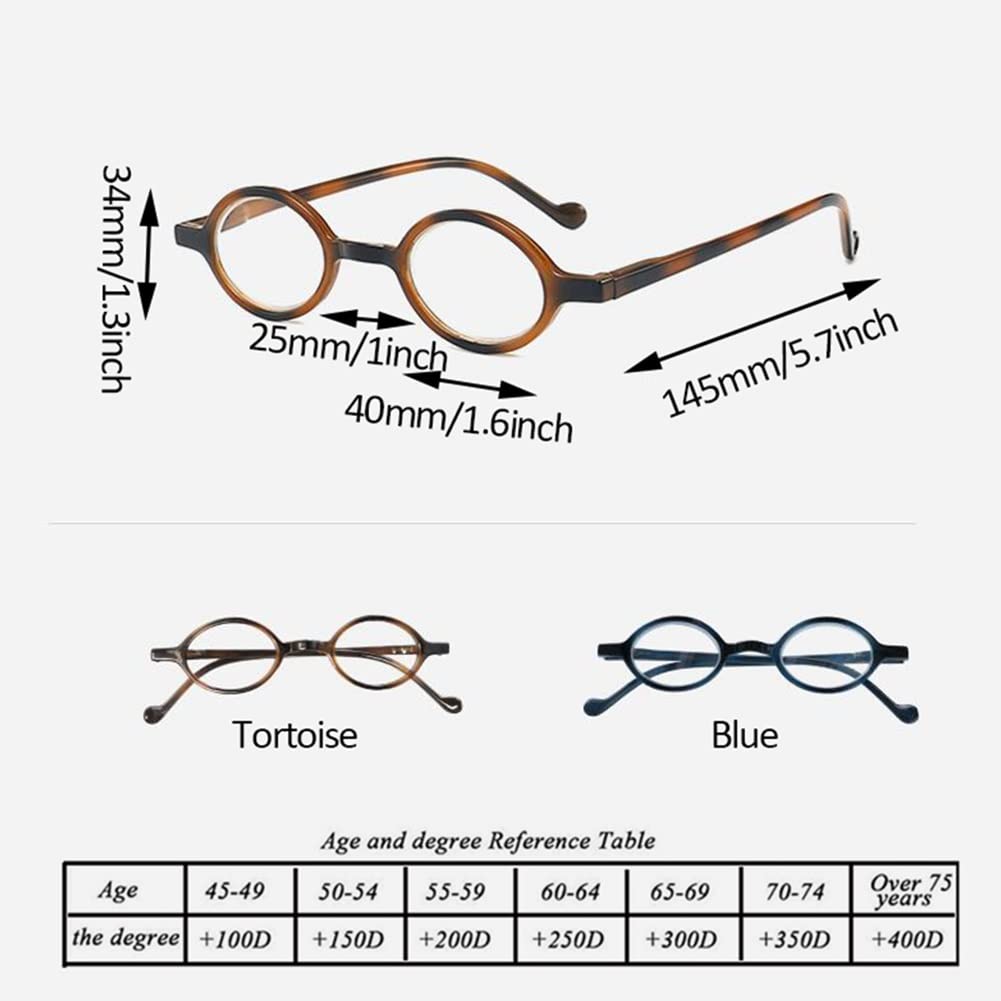 Retro Małe Okrągłe Okulary Do Czytania Blokujące Niebieskie Światło, Damskie Męskie Okulary Do Czytania Ze Sprężynowymi Zawiasami Bookworm/Blue/1.5