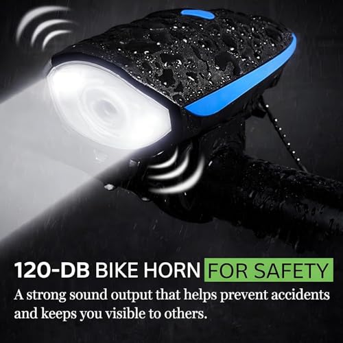 Image of PulGos Rechargeable Cycle Light for Bicycle with ๐๐๐๐๐ Horn (๐ Sound Modes), Bright LED Cycle Headlight(๐ ๐๐ข๐ ๐ก๐ญ ๐๐จ๐๐), Up to ๐๐ ๐ก๐ซ๐ฌ ๐๐๐ญ๐ญ๐๐ซ๐ฒ ๐ฅ๐ข๐๐, Ideal for Night Riding