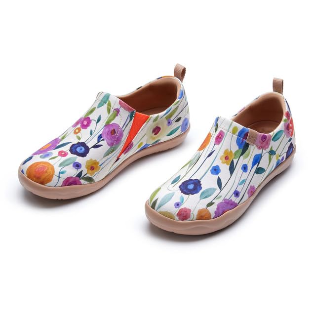 Image of UIN Women's Slip On Shoes Colorful Comfortable Lightweight Art Travel Sneakers Casual Floral Stylish Everyday Loafers