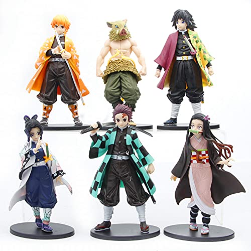 Hoimlm Lot de 6 figurines de 16 cm - Demon Slayer Kimetsu No Yaiba Figurines d'action Kamado Nezuko Statue Anime collection Figurine Poupée Jouets Cadeaux pour les fans d'anime Cover