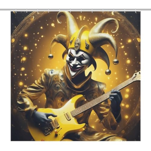 Rideau de douche clown guitare en polyester imperméable 183x183cm - 7
