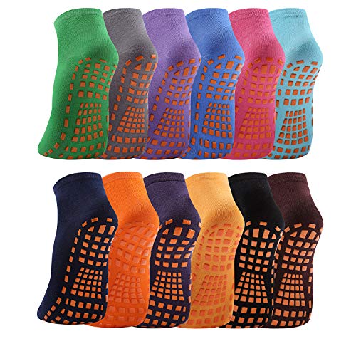 Anti-Slip Slipper Socks, 12 Pairs Gripper Bottom Indoor House Non-Skid Hospital Sock Yoga Sock