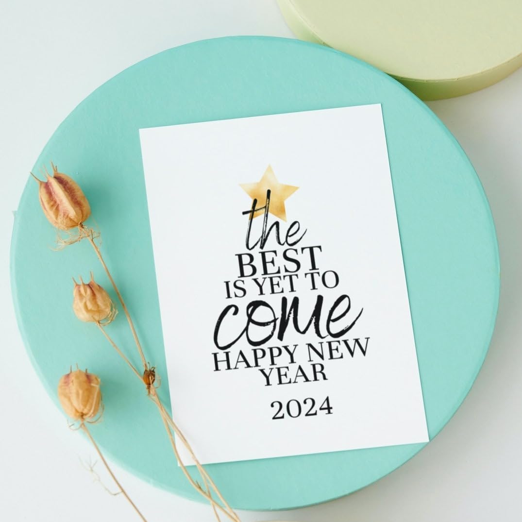 customized Printed Happy New Year 2025 Greeting Card with Envelope Gift for |Girlfriend, Wife, Friend, Relatives, Parents|Large A4 8.25 x 11.75 Add Custom Message
