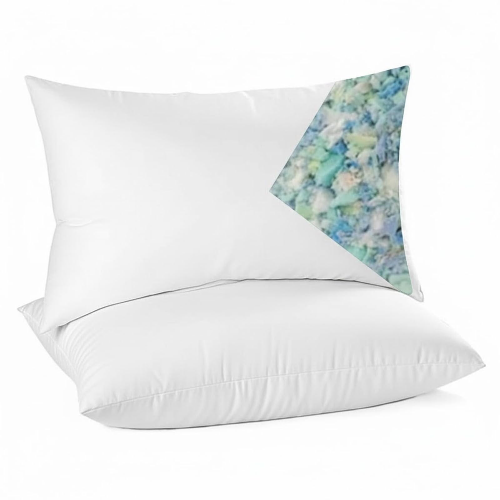 TT ThreadTrade Shredded Memory Foam Bed Pillows, Plain Cover, Plush/Supportive Filling, Lightweight, No Zipper, Elegant White Classic Look, Great for Home, Guest Room, Dorm,Pack of 2