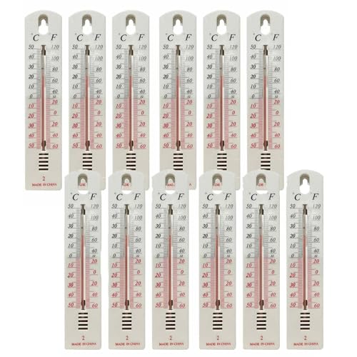 6/12 Stück Analoges Innenthermometer Außenthermometer, 19,5 cm Gartenthermometer Hohe Genauigkeit, Zimmer Thermometer Wand Temperaturmessgerät...