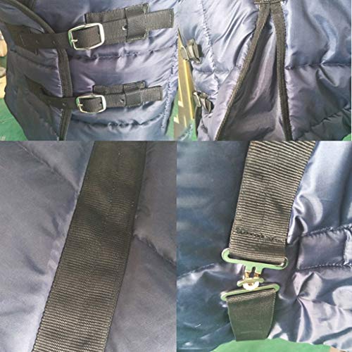 Horse Blanket 210D Waterproof Oxford Cloth Ripstor Horse Turnout Rug Medium Weight Winter Polyester Cotton Lining 250g (Blue 135cm) - Afbeelding 4