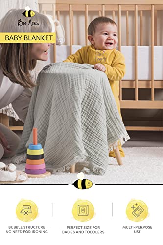 Bee Marin 100% Cotton Super Soft Muslin Baby Blanket, 4 Layers, Muslin Quilt Baby Blanket For Newborns And Boy & Girl Toddler Daycare, Size 43X43Inchs (Minty Green) #TOP6