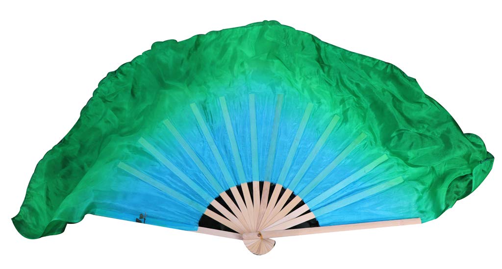 Winged SirennyChinese Folk Dance Silk Folding Flutter Fan, Hand Painted 8" Silk Decoration Hand Fan, Set of 2