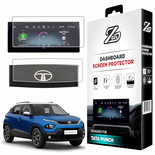 Image of ZEIR Screen Protector [2 PACK] For TATA PUNCH 2026 FACELIFT | Accomplished and Accomplished+S | 10.25 INCH INFOTAINMENT TOUCHSCREEN & DIGITAL STEERING GUARD || Anti Scratch | Water Resistant | HD Clear | High Touch Sensitivity | Punch 2026 Car Stereo Display Accessories 2025+ [Not Tempered Glass] (2 pcs [10'INFO+Steering])