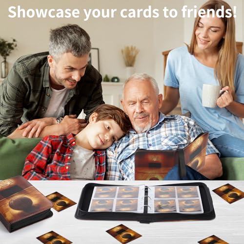Image of 4 Pocket Basketball Card Binder with Full Zipper, Holds 400 Cards | 50 Removable Acid-Free & PVC-Free Card Pages, Durable PU Leather Cover for Long-Term Card Storage and Protection