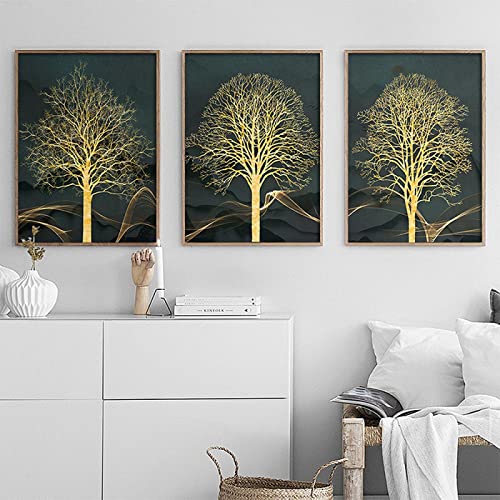 Affiche toile moderne luxe vert et or, art mural grand format premium