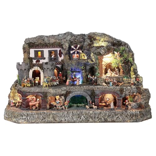 Holyart Artistic Nativity Scene with figurines in motion, characters of 6-10 cm, 75x110x60 cm
