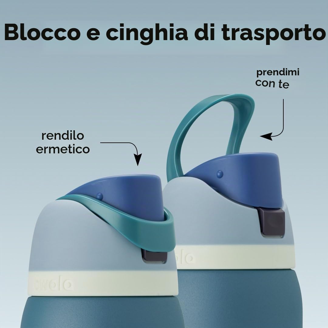 Owala FreeSip - Borraccia termica in acciaio inox con cannuccia, senza BPA, ideale per viaggi, 1134 g, denim