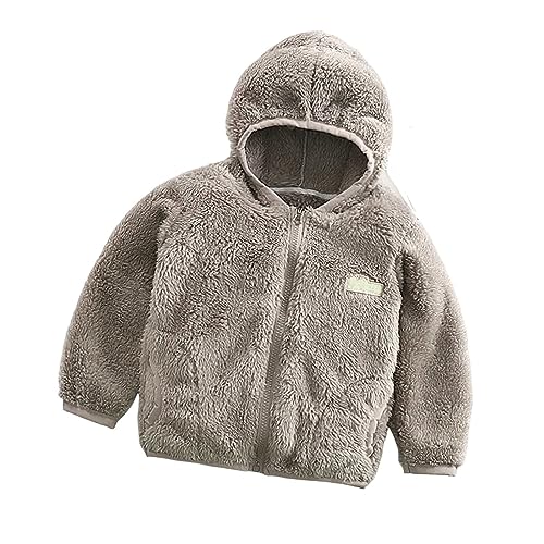 Kids Windproof Snowsuit 1 to 8 Year Children's Baby Coral Plush Hooded Thickened Boys And Girls' Zipper Plush