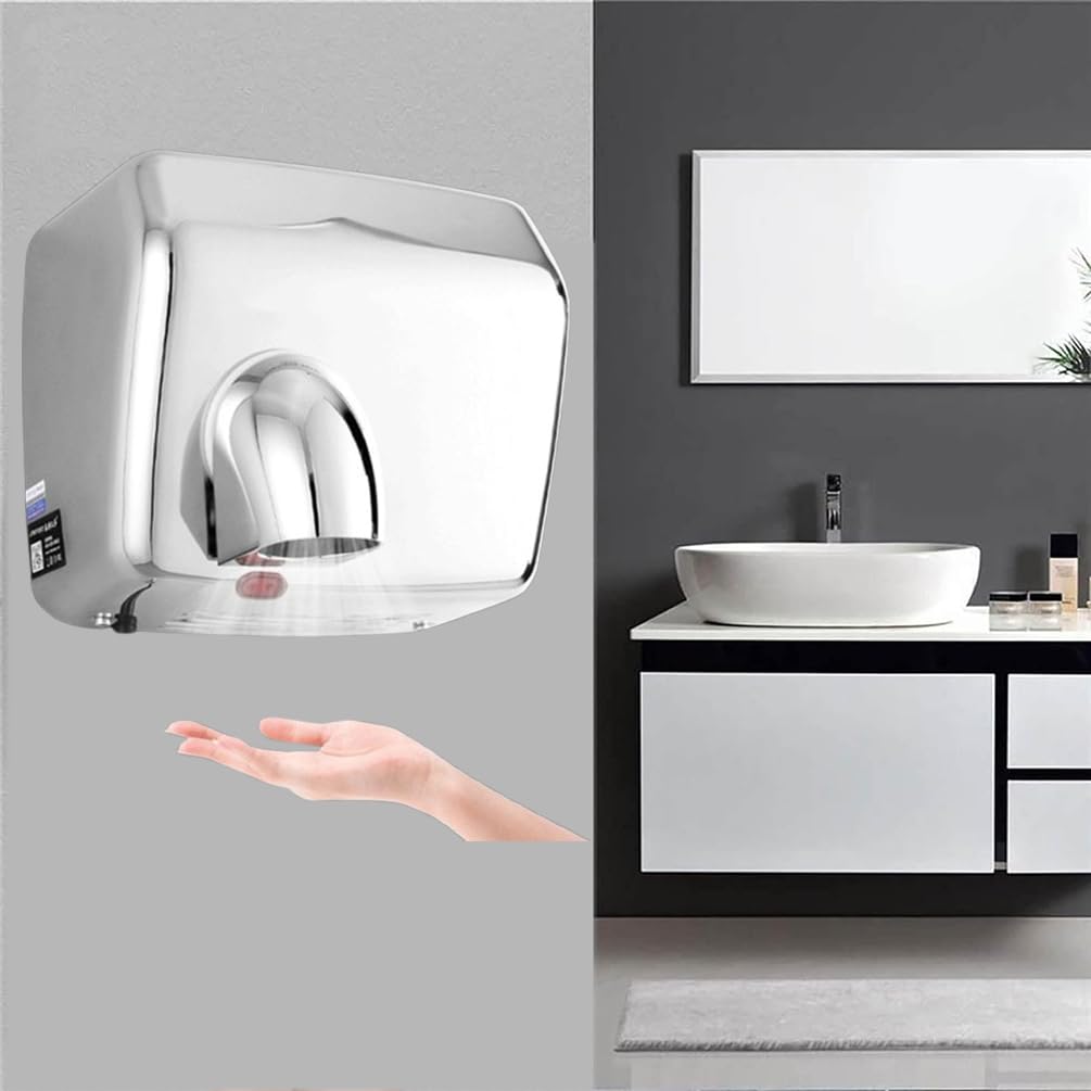 FBJAMZ Touchless Commercial Stainless Steel Hand Dryer,Rotating Air Outlet, Extra Quiet, High Efficiency Bathrooms Public Restrooms