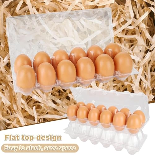 48 cartoni per uova a buon mercato, ciascuno contiene 1 dozzina di uova, in plastica per uova di gallina, vassoio per uova, per il mercato agricolo dei pascoli, trasparente