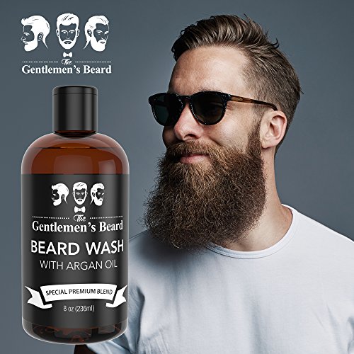 Beard Wash Shampoo With Argan Oil - Aids Growth And Volume - Beard Shampoo & Softener For Men With Essential Oils - Best Beard Grooming Products For All Types Of Beards - Handcrafted In The Usa #TOP6