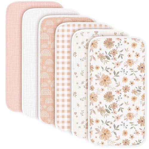 Image of Konssy 6-Pack Muslin Baby Burp Cloths, Large 100% Cotton Burping Clothes, Soft & Absorbent for Newborns, Baby Boys and Girls