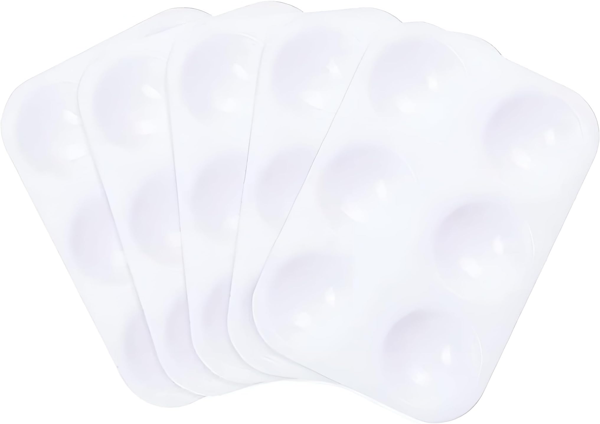 X spring White Plastic Paint Palettes, 5 PCS 6 Well Rectangular Mixing Tray with Smooth Surface, Easy to Clean, for Acrylic, Watercolor Painting, DIY Crafts and Art Projects