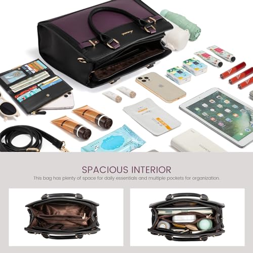 Image of LOVEVOOK Purses and Handbags for Women, Tote Shoulder Bag Satchel Black Purse and PU Leather Top Handle for ladies