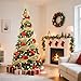 6Ft Prelit Pop Up Christmas Tree Decoration, Collapsible Artificial Xmas Tree with Ornaments, Pre Decorated with 150 Warm Lights, Gold Ribbons & Bows, Indoor/Outdoor Holiday Decor with Storage Bag